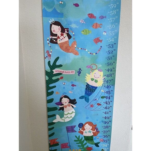 Oopsy Daisy Mermaid Canvas Growth Chart Wall Hanging - Picture 6 of 13